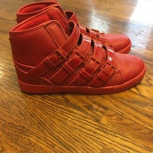Supra mid top red multi strap sneakers size 10